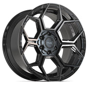 Set(4) 20x9 4PS26 Gloss Black Brushed with Tinted Clear - 6x135 &amp; 6x139.7 -6ET with 275/55r20 Goodyear Eagle LS2 Tires