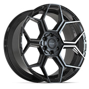 Set(4) 22x10 4PS26 Gloss Black Brushed with Tinted Clear - 6x135 &amp; 6x139.7 +24ET with 285/45r22 Goodyear Eagle Sport Tires