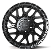 Set(4) 17x9 4PS28 Gloss Black Brushed with Tinted Clear - 5x127 &amp; 5x139.7 -6ET