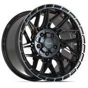 Set(4) 17x9 4PS28 Gloss Black Brushed with Tinted Clear - 5x127 &amp; 5x139.7 -6ET with 33x12.50r17 TBB TS-57 RT Tires