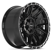 Set(5) 17x9 4PS28 Gloss Black Brushed with Tinted Clear - 5x127 &amp; 5x139.7 -6ET with 33x12.50r17 TBB TS-57 RT Tires
