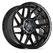 Set(4) 20x9 4PS28 Gloss Black Brushed with Tinted Clear - 5x127 &amp; 5x139.7 -6ET with 275/55r20 Bridgestone Dueler Alenza HL Plus Tires &amp; TPMS