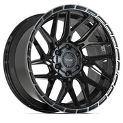 Set(4) 20x9 4PS28 Gloss Black Brushed with Tinted Clear - 6x135 &amp; 6x139.7 -6ET with 275/55r20 Sailun TerraMax RT Tires &amp; TPMS