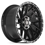 Set(4) 20x9 4PS28 Gloss Black Brushed with Tinted Clear - 6x135 &amp; 6x139.7 -6ET with 275/55r20 Goodyear Eagle LS2 Tires