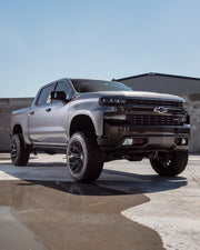 Set(4) 22x10 4P83 Gloss Black Brushed with Tinted Clear - 5x127 &amp; 5x139.7 -18ET with 285/45r22 Sailun TerraMax RT Tires &amp; TPMS