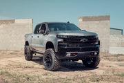 Set(4) 22x10 4P55 Gloss Black Brushed with Tinted Clear - 6x135 &amp; 6x139.7 -18ET with 33x12.50r22 Sailun TerraMax RT Tires &amp; TPMS