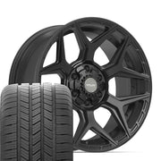 Set(4) 20x9 4P06 Satin Black - 6x135 &amp; 6x139.7 +0ET with 275/55r20 Goodyear Eagle LS2 Tires
