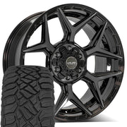 Set(4) 20x9 4P06 Gloss Black Brushed with Tinted Clear - 6x135 &amp; 6x139.7 +0ET with 275/55r20 Sailun TerraMax RT Tires
