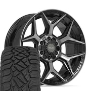Set(4) 20x9 4P06 Gloss Black Brushed with Tinted Clear - 6x135 &amp; 6x139.7 +0ET with 275/55r20 Sailun TerraMax RT Tires