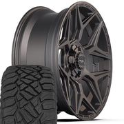 Set(4) 22x9 4P06 Satin Black - 6x135 &amp; 6x139.7 +12ET with 33x12.50r22 Sailun TerraMax RT Tires