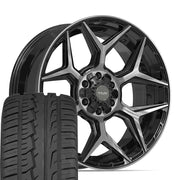 Set(4) 22x9 4P06 Gloss Black Brushed with Tinted Clear - 6x135 &amp; 6x139.7 +12ET with 285/45r22 Ironman iMove GEN 2 SUV Tires
