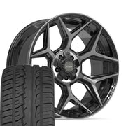 Set(4) 22x10 4P06 Gloss Black Brushed with Tinted Clear - 5x127 &amp; 5x139.7 -18ET with 285/45r22 Ironman iMove GEN 2 SUV Tires