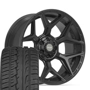 Set(4) 22x10 4P06 Satin Black - 6x135 &amp; 6x139.7 -18ET with 285/45r22 Ironman iMove GEN 2 SUV Tires