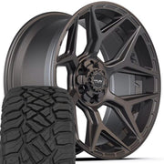Set(4) 22x10 4P06 Satin Black - 6x135 &amp; 6x139.7 -18ET with 285/45r22 Sailun TerraMax RT Tires