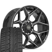 Set(4) 22x10 4P06 Gloss Black Brushed with Tinted Clear - 6x135 &amp; 6x139.7 -18ET with 285/45r22 Ironman iMove GEN 2 SUV Tires