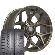 Set(4) 22x10 4P06 Satin Bronze - 6x135 &amp; 6x139.7 -18ET with 285/45r22 Goodyear Eagle Sport Tires