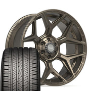 Set(4) 22x10 4P06 Satin Bronze - 6x135 &amp; 6x139.7 -18ET with 285/45r22 Goodyear Eagle Touring Tires