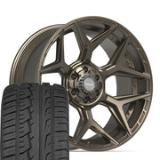 Set(4) 22x10 4P06 Satin Bronze - 6x135 &amp; 6x139.7 -18ET with 285/45r22 Ironman iMove GEN 2 SUV Tires