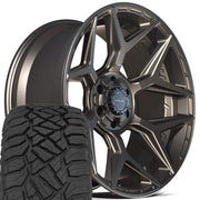 Set(4) 22x10 4P06 Satin Bronze - 6x135 &amp; 6x139.7 -18ET with 33x12.50r22 Sailun TerraMax RT Tires