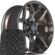 Set(4) 22x10 4P06 Satin Bronze - 6x135 &amp; 6x139.7 -18ET with 285/45r22 Sailun TerraMax RT Tires