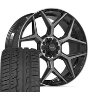 Set(4) 24x10 4P06 Gloss Black Brushed with Tinted Clear - 6x135 &amp; 6x139.7 +18ET with 295/35r24 Ironman iMove GEN 2 Tires