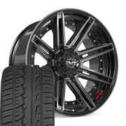 Set(4) 22x10 4P08 Gloss Black Brushed with Tinted Clear - 6x135 &amp; 6x139.7 -18ET with 285/45r22 Ironman iMove GEN 2 SUV Tires
