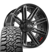 Set(4) 22x10 4P08 Gloss Black Brushed with Tinted Clear - 6x135 &amp; 6x139.7 -18ET with 33x12.50r22 TBB TS-57 RT Tires