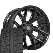 Set(4) 22x10 4P40 Gloss Black - 6x135 &amp; 6x139.7 -18ET with 285/45r22 Ironman iMove GEN 2 SUV Tires
