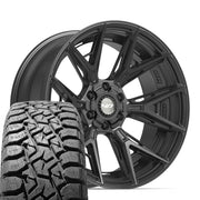 Set(4) 22x10 4P40 Satin Black - 6x135 &amp; 6x139.7 -18ET with 33x12.50r22 TBB TS-57 RT Tires
