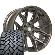 Set(4) 22x10 4P40 Satin Bronze - 6x135 &amp; 6x139.7 -18ET with 285/45r22 TBB TS-37 AT Tires