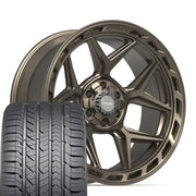 Set(4) 22x10 4P55 Satin Bronze - 6x135 &amp; 6x139.7 -18ET with 285/45r22 Goodyear Eagle Sport Tires