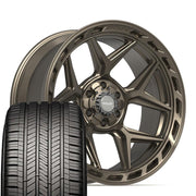 Set(4) 22x10 4P55 Satin Bronze - 6x135 &amp; 6x139.7 -18ET with 285/45r22 Goodyear Eagle Touring Tires