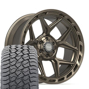 Set(4) 22x10 4P55 Satin Bronze - 6x135 &amp; 6x139.7 -18ET with 285/45r22 Sailun TerraMax AT2 Tires