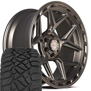 Set(4) 22x10 4P55 Satin Bronze - 6x135 &amp; 6x139.7 -18ET with 285/45r22 Sailun TerraMax RT Tires