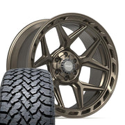 Set(4) 22x10 4P55 Satin Bronze - 6x135 &amp; 6x139.7 -18ET with 285/45r22 TBB TS-37 AT Tires