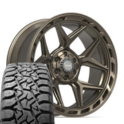 Set(4) 22x10 4P55 Satin Bronze - 6x135 &amp; 6x139.7 -18ET with 33x12.50r22 TBB TS-57 RT Tires