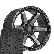 Set(5) 22x10 4P63 Gloss Black Brushed with Tinted Clear - 5x127 &amp; 5x139.7 -18ET with 285/45r22 Ironman iMove GEN 2 SUV Tires