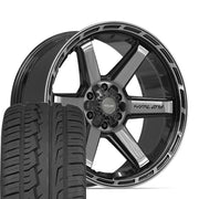 Set(4) 22x10 4P63 Gloss Black Brushed with Tinted Clear - 6x135 &amp; 6x139.7 -18ET with 285/45r22 Ironman iMove GEN 2 SUV Tires
