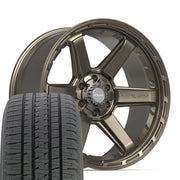 Set(4) 22x10 4P63 Satin Bronze - 6x135 &amp; 6x139.7 -18ET with 285/45r22 Bridgestone Dueler Alenza HL Tires
