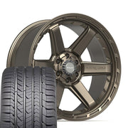 Set(4) 22x10 4P63 Satin Bronze - 6x135 &amp; 6x139.7 -18ET with 285/45r22 Goodyear Eagle Sport Tires