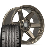 Set(4) 22x10 4P63 Satin Bronze - 6x135 &amp; 6x139.7 -18ET with 285/45r22 Goodyear Eagle Touring Tires