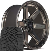 Set(4) 22x10 4P63 Satin Bronze - 6x135 &amp; 6x139.7 -18ET with 285/45r22 Sailun TerraMax RT Tires