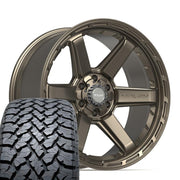 Set(4) 22x10 4P63 Satin Bronze - 6x135 &amp; 6x139.7 -18ET with 285/45r22 TBB TS-37 AT Tires