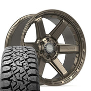 Set(4) 22x10 4P63 Satin Bronze - 6x135 &amp; 6x139.7 -18ET with 33x12.50r22 TBB TS-57 RT Tires