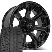 Set(5) 22x10 4P70 Gloss Black Brushed with Tinted Clear - 5x127 &amp; 5x139.7 -24ET with 285/45r22 Ironman iMove GEN 2 SUV Tires