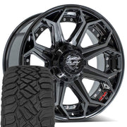 Set(4) 20x9 4P80R Gloss Black Brushed with Tinted Clear - 6x135 &amp; 6x139.7 +0ET with 275/55r20 Sailun TerraMax RT Tires