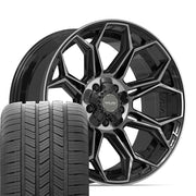 Set(4) 20x9 4P83 Gloss Black Brushed with Tinted Clear - 5x127 &amp; 5x139.7 +0ET with 275/55r20 Goodyear Eagle LS2 Tires