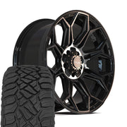 Set(4) 20x9 4P83 Gloss Black Brushed with Tinted Clear - 5x127 &amp; 5x139.7 +0ET with 275/55r20 Sailun TerraMax RT Tires
