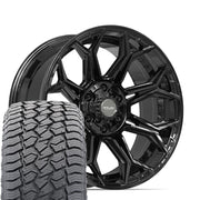 Set(4) 20x9 4P83 Gloss Black - 6x135 &amp; 6x139.7 +0ET with 275/55r20 Sailun TerraMax AT2 Tires