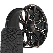 Set(4) 20x9 4P83 Gloss Black Brushed with Tinted Clear - 6x135 &amp; 6x139.7 +0ET with 275/55r20 Sailun TerraMax RT Tires